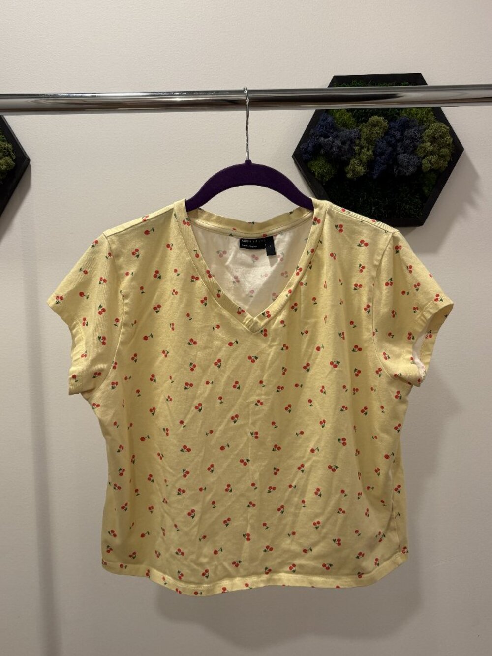 Yellow Cherry Print Top
